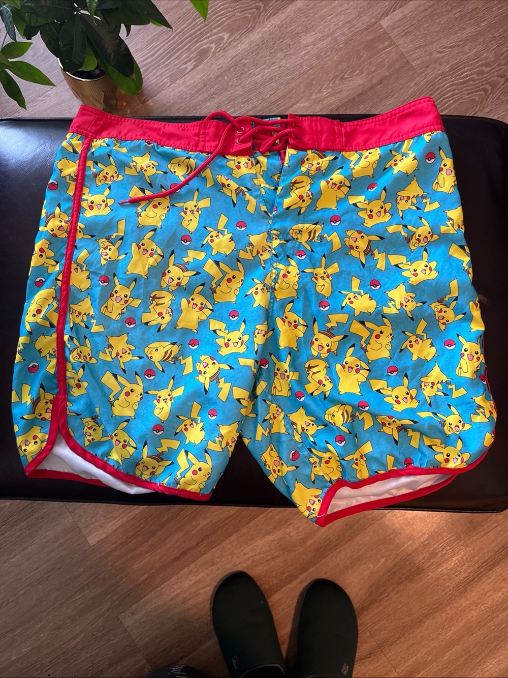 Pikachu Blue & Yellow Swim Shorts with Red Trim size XL